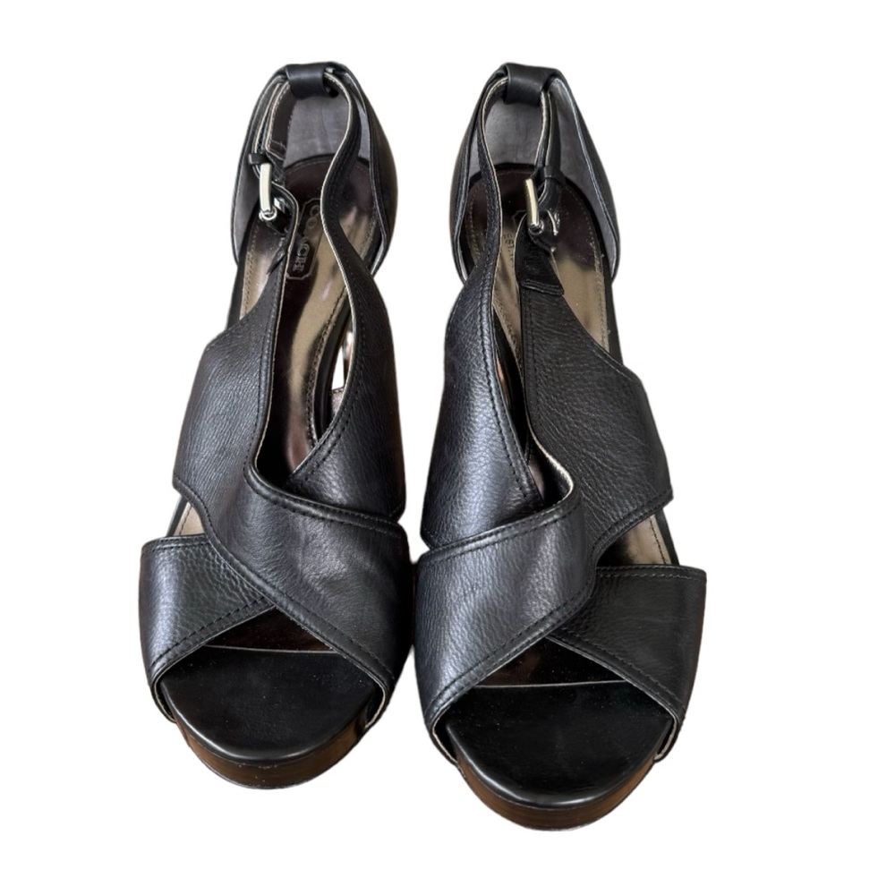 Coach Adelle Platform Women’s Black Leather Sandals Size 9
